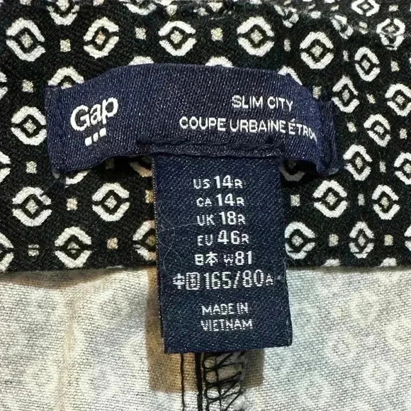 Gap Women's Slim Cropped Pants Black /White Color Stretch Size 14R - Picture 3 of 3